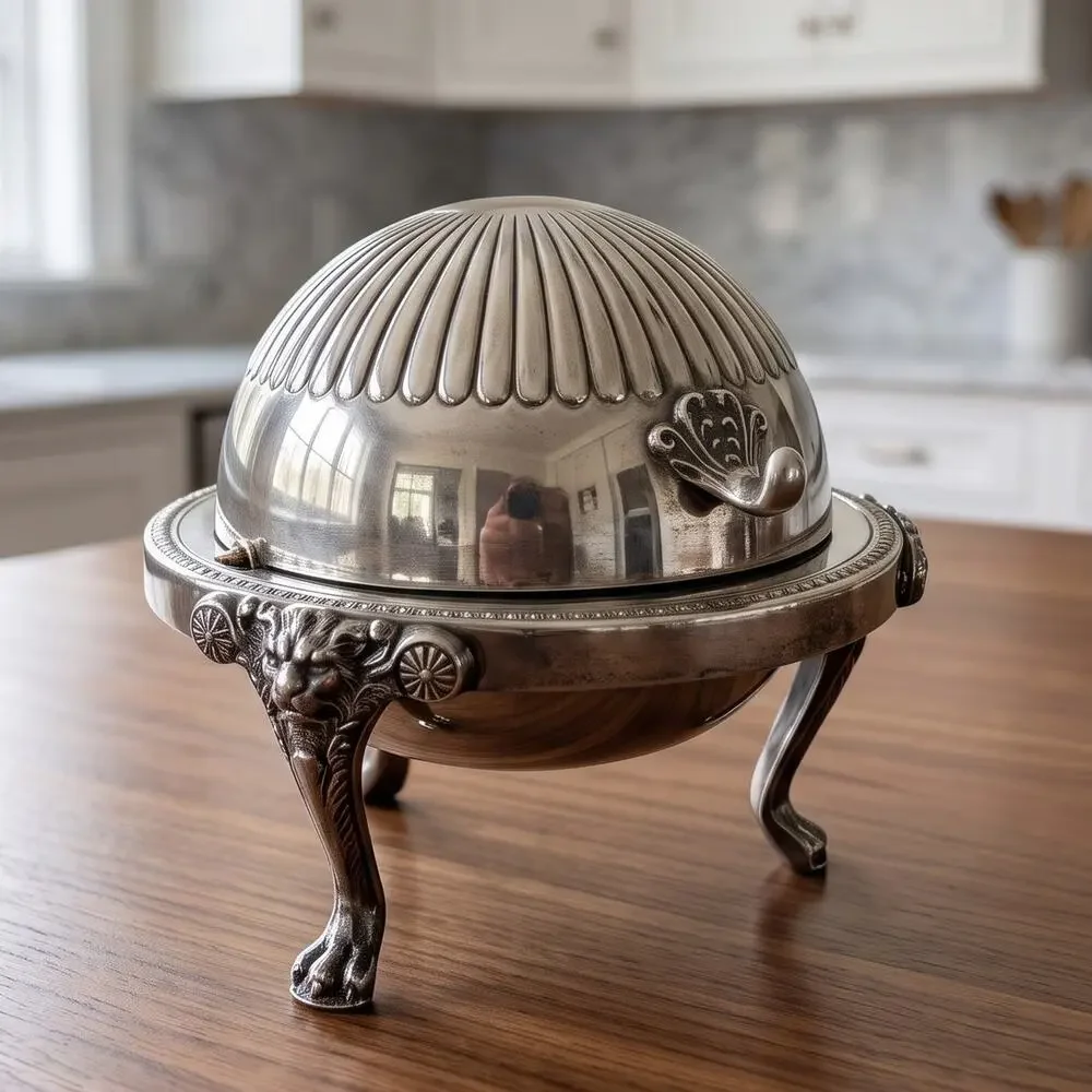 Vintage FB Rogers Silverplate Butter Dish Lion Head Paw Feet Grandmillennial